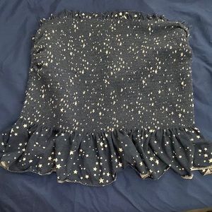 No Boundaries strapless top, navy blue ribbed with white stars!
